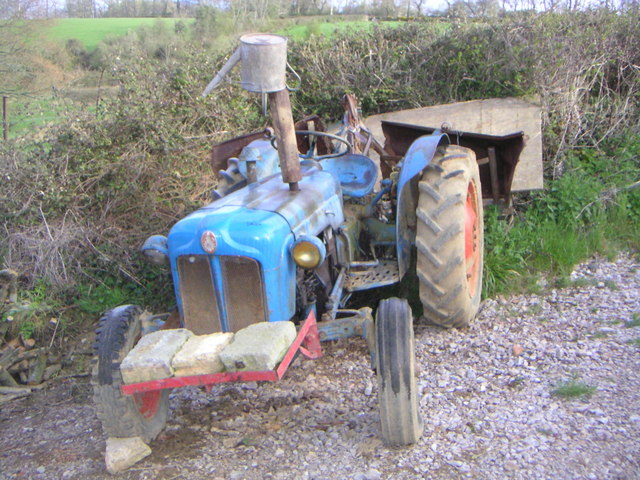 Blue Tractor at Hayne Barton