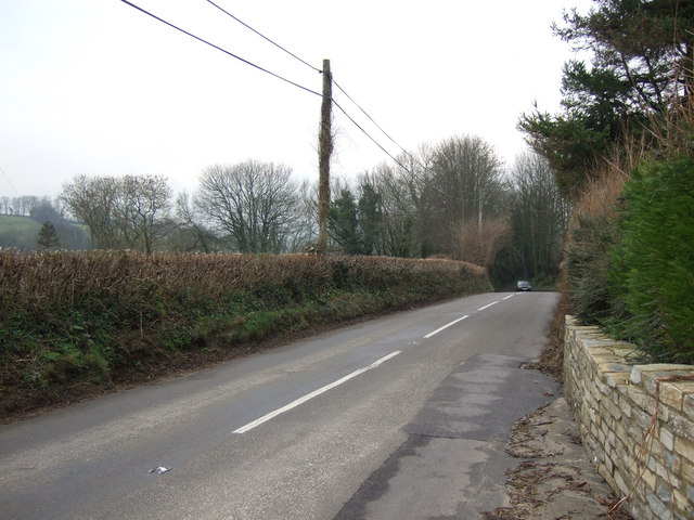 Looking down the B3163 into Beaminster