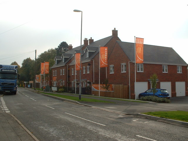 New Housing Built on Poor Platts charity land Kirkby Road Barwell looking towards Top Town