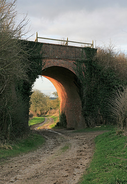 Byway passing under bridge of dismantled railway near Larkwhistle Farm