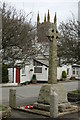 SS3213 : War memorial and church, Bradworthy by Thor Beverley