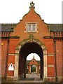 Crewe Hall: archway in former stable block