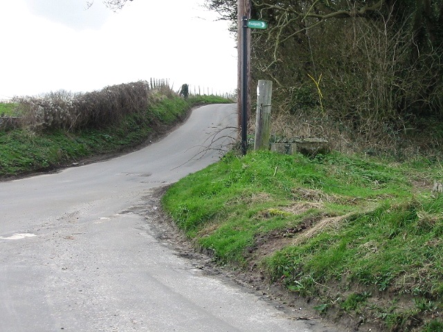 Road junction and footpath at Martin Firs