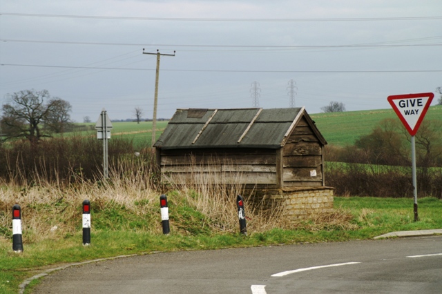 Old bus shelter on A43