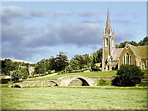 NT4544 : The "Roman" bridge and church at Stow by Anthony Harrison