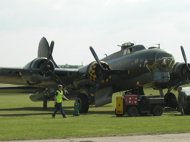 B17 shortly after fly by and landing