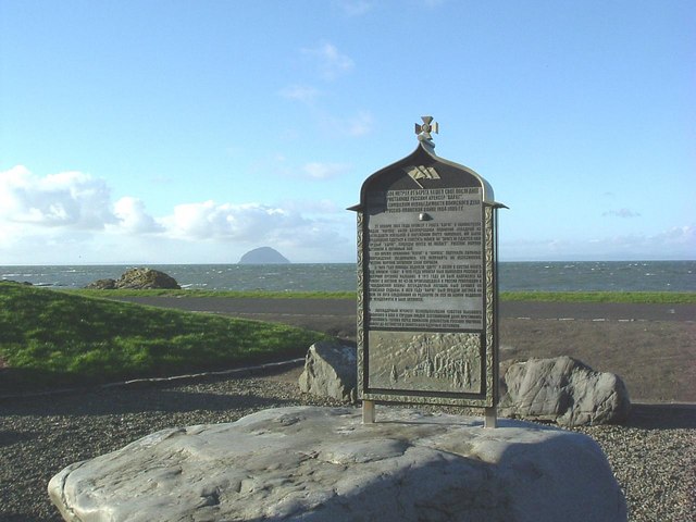 Varyag Memorial with Ailsa Craig in background