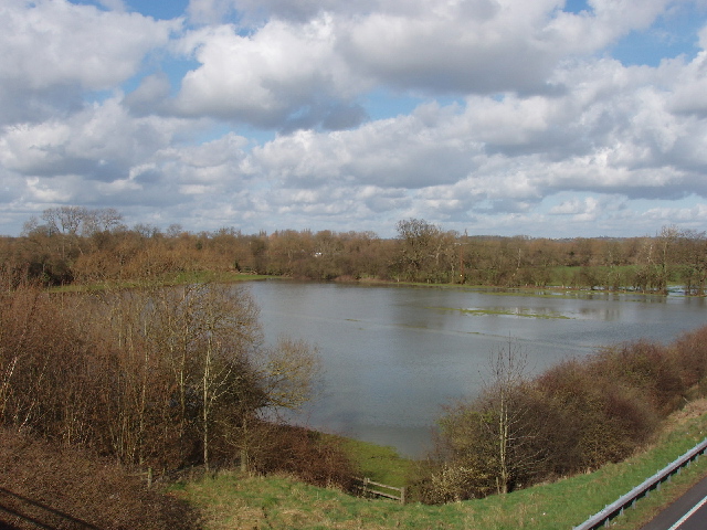 Flooded field, view from bridge over A34