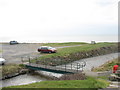 A footbridge over the estuary of Afon Desach