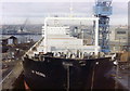 Ship in dry dock, South Shields, 1977