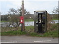 ST4789 : Telephone kiosk and Post box near Caldicot by Ruth Sharville