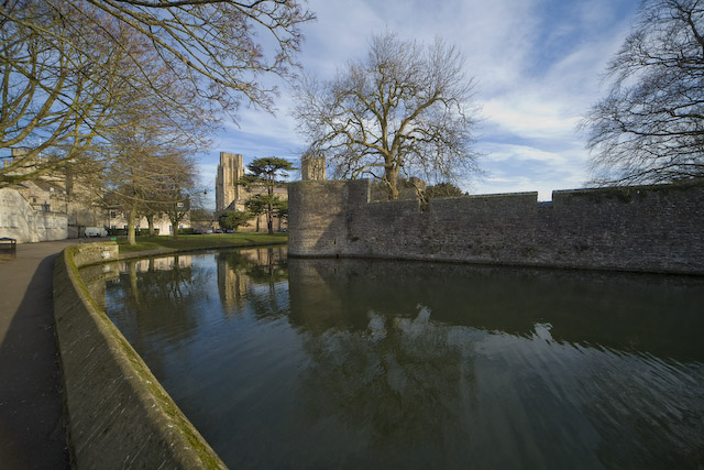 The moat around the Bishops Palace
