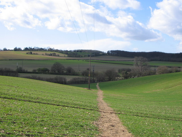 Public Footpath 22 looking west towards the B656