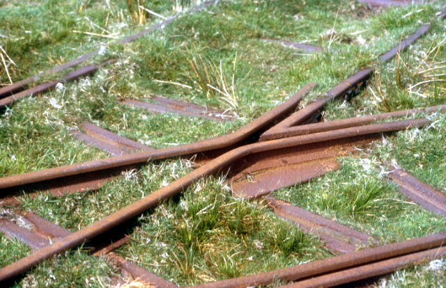 The narrow gauge rails of the Dartmoor railway
