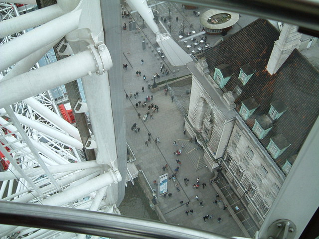 Looking down from the top of the London Eye
