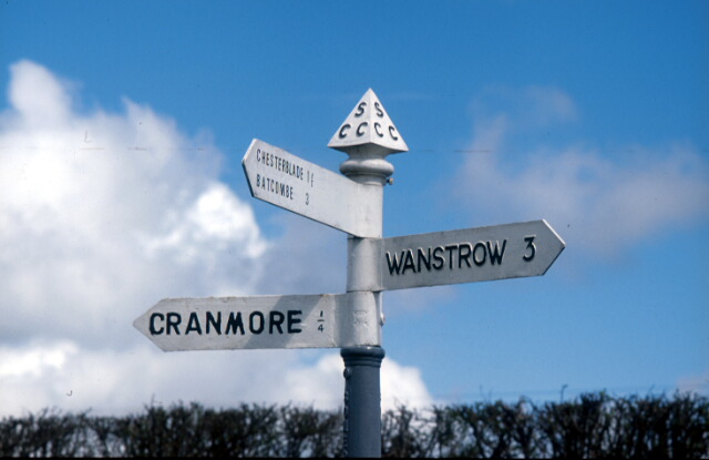 Signpost near Cranmore railway station