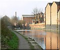 Grand Union Canal and towpath in Leicester.