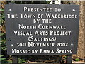 Plaque for Wadebridge mosaic