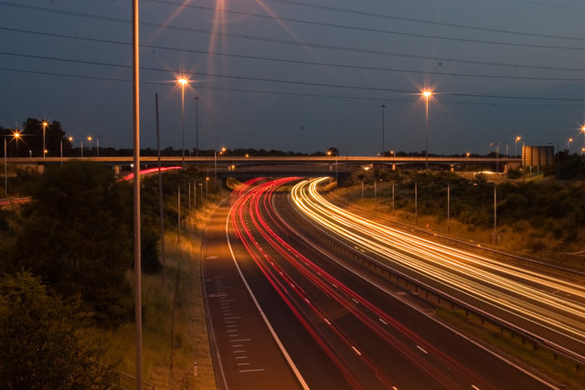 M6 junction 29 at night © Matthew Field cc-by-sa/2.0 :: Geograph ...