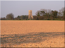 TG3413 : All Saints over farmland by Richard Mudhar