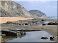 SY3792 : Low tide at Charmouth beach by M Etherington
