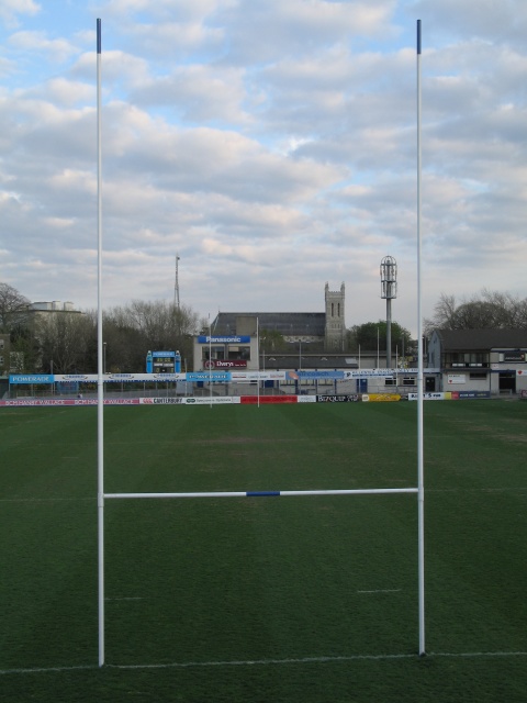 View between the posts at Leinster Rugby Ground