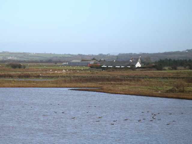 Nr Malltraeth - Looking across the cob ponds from the embankment
