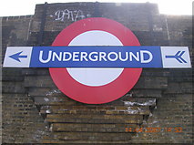 TQ2388 : Underground Sign, Northern Line Rail Bridge, North Circular Road, London NW11 by Robin Sones