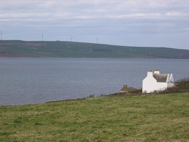 Vera Lodge on Rousay looking across to Burgar hill on Orkney Mainland
