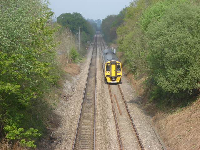 Railway, from bridge at Penperlleni
