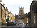 Deddington church tower from side street