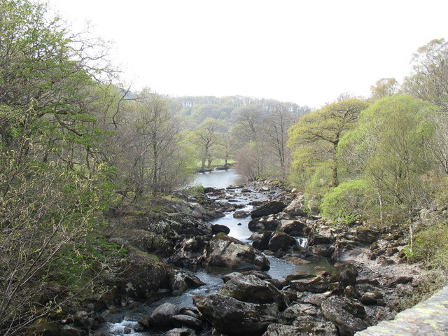 Afon Llugwy above Pont Cyfyng at a time of depleted water flow