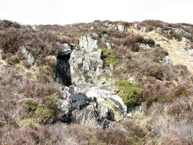 A depleted waterfall on the upper reaches of Afon Ystumiau