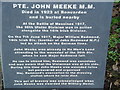 Memorial to John Meeke in Derrykeighan old churchyard