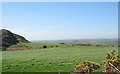 View across fields of cultivated grass towards Fferm Bodafon-y-glyn