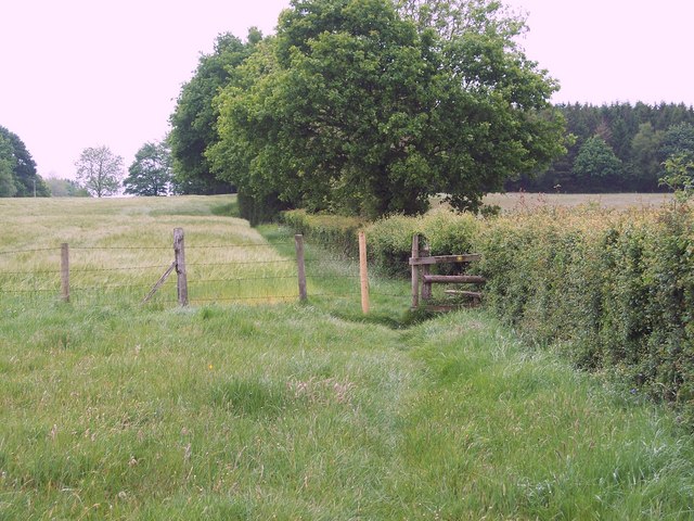 Field edge footpath and stile near Daggons