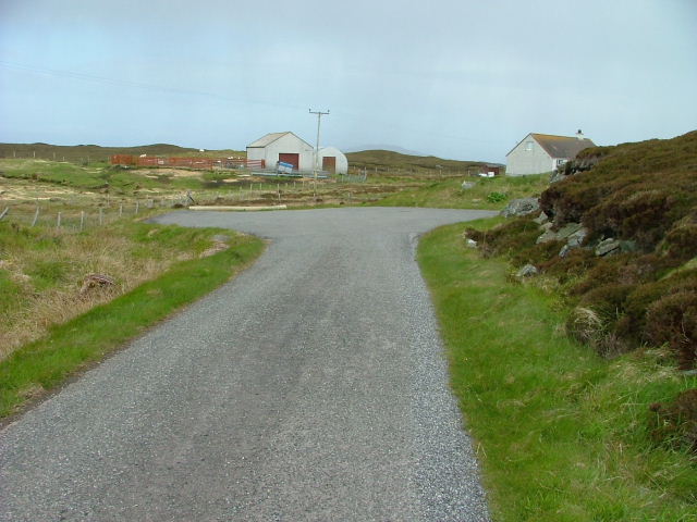 Roadend at  Uisgeabhagh A lonely crofting settlement on the east side of Benbecula.