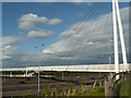 Suspension bridge over the M60 near Sale Water Park