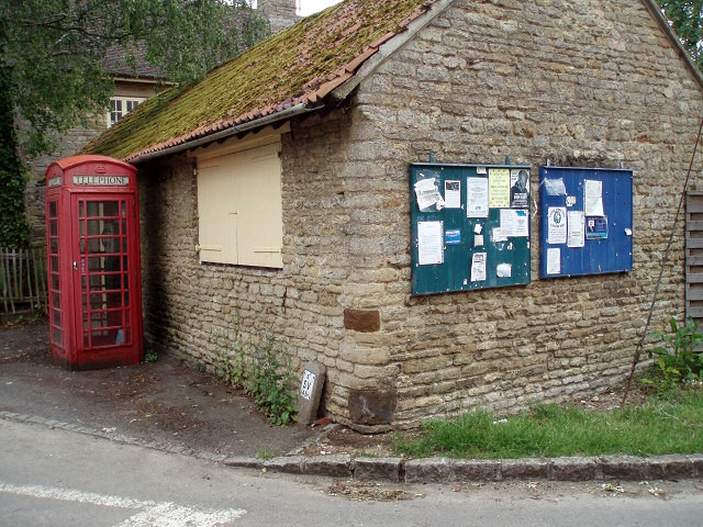 Easton Maudit notice board and red phone box