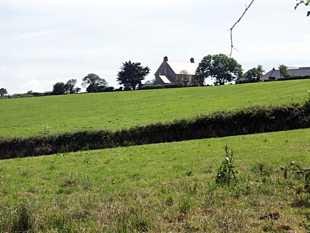 Looking across fields towards Trelissa