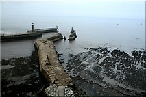 NZ9011 : Whitby East Pier and Exposed Rocks. by Steve Partridge