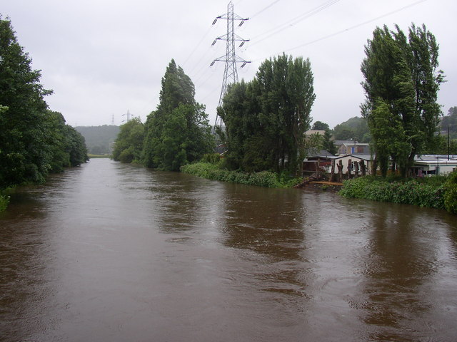 The River Calder in spate, Brighouse