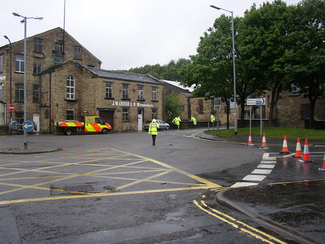 Road closed, Brighouse