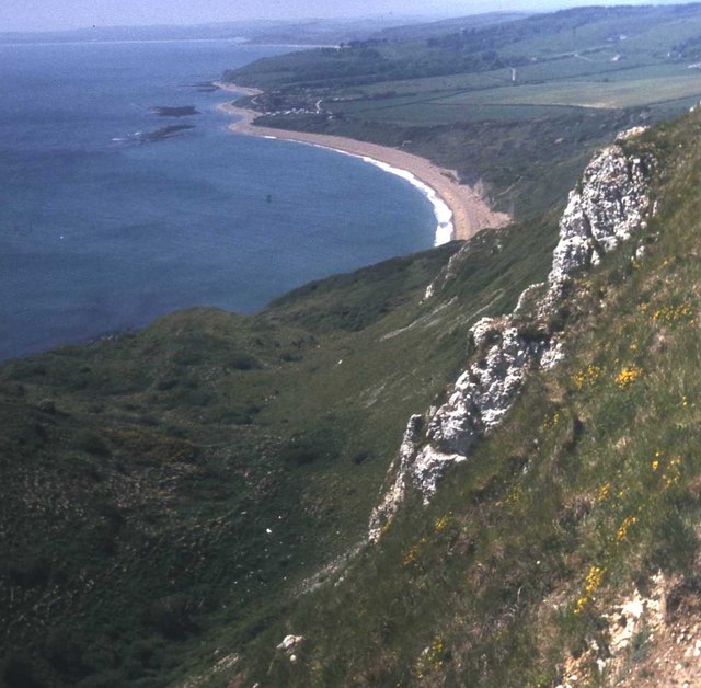 Chalk cliffs above Ringstead Bay