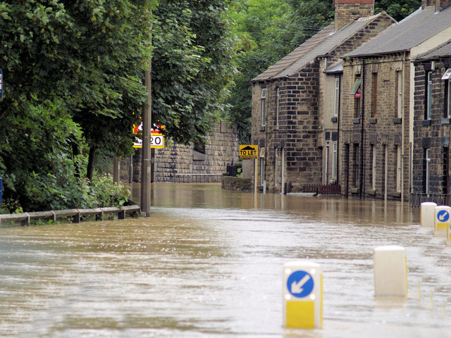 A635 road flooded at Darfield Bridge