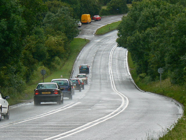A foreshortened view of the A37 south towards Belluton