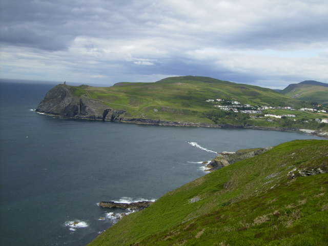 The entrance to Port Erin Bay seen from the coastal path