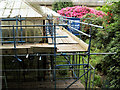 Wentworth Castle conservatory, supported by scaffolding to save collapse .