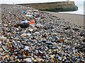 TR3847 : Pebble beach with rubbish washed onshore by Nick Smith