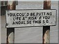 Anti-vandalism notice, vandalised